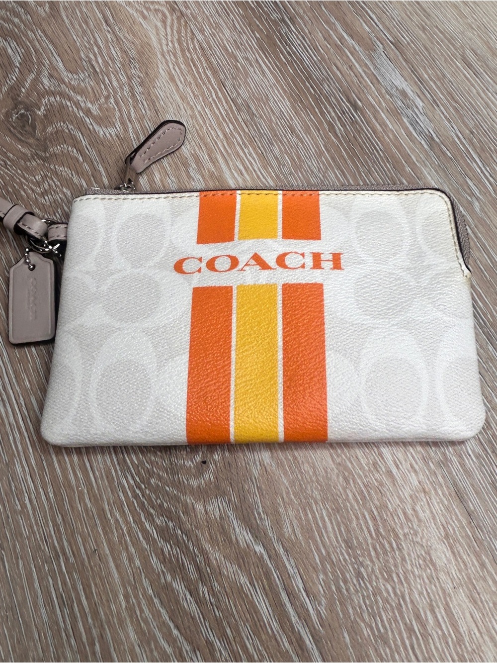 Coach Varsity Signature Stripe Corner Zip Wristlet
